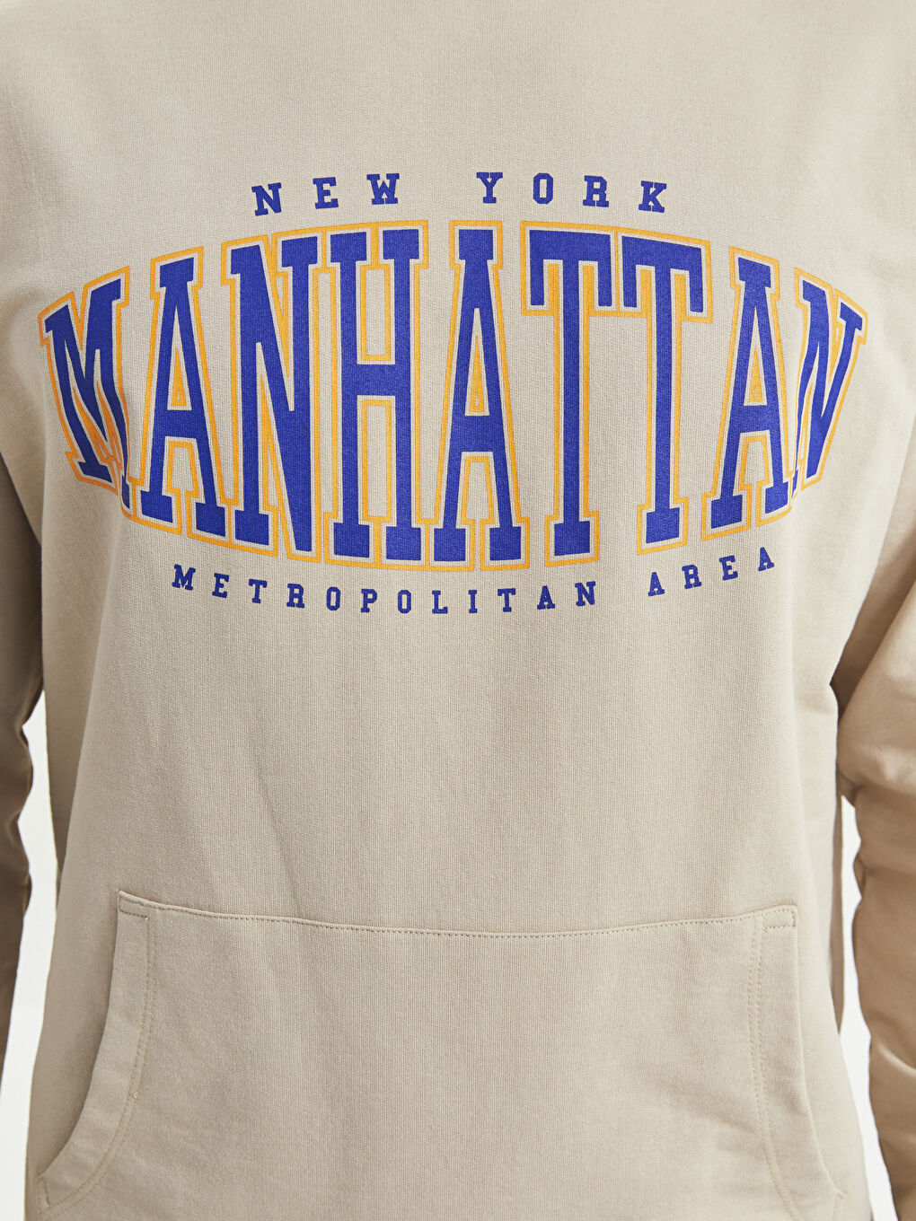 Kahverengi Oversize Uzun Kollu Baskılı Erkek Hoodie-4