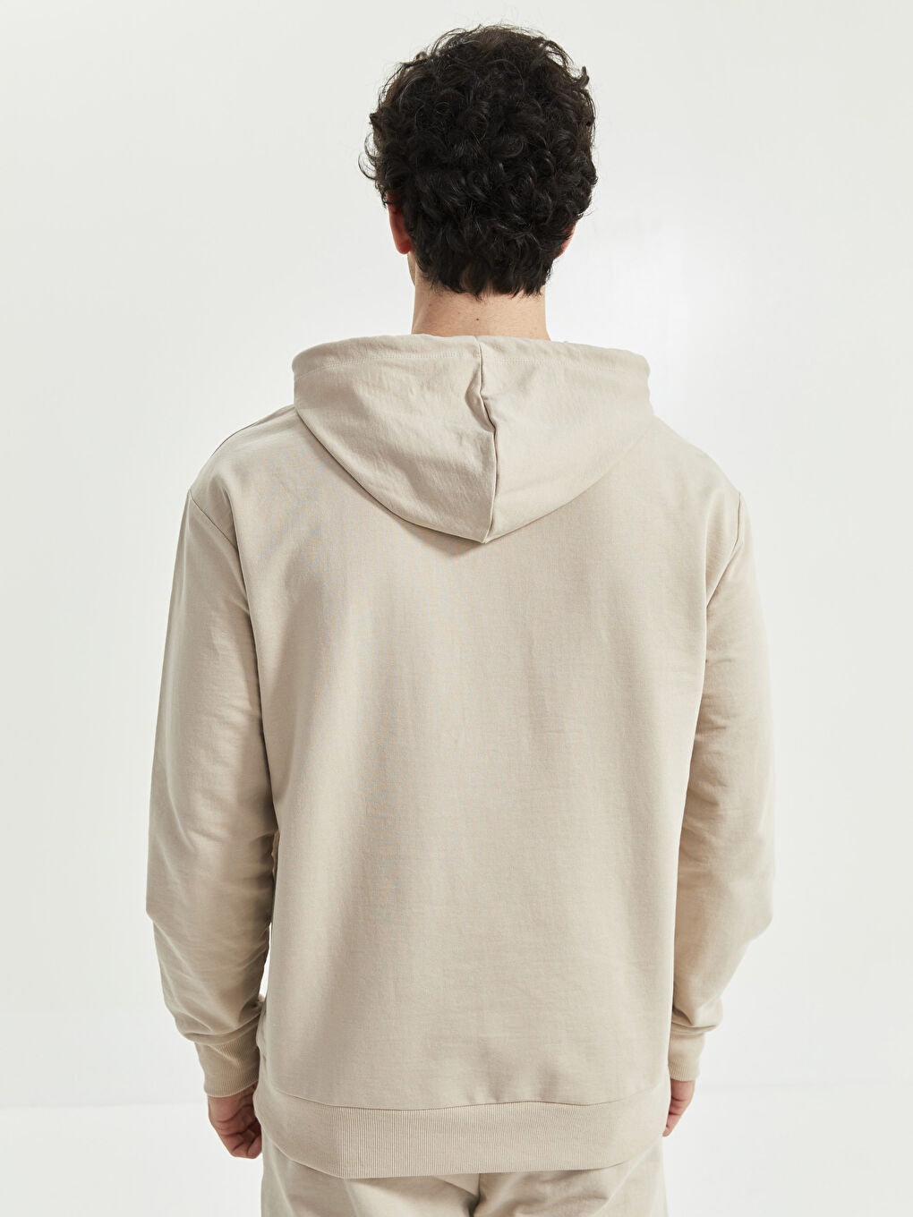Kahverengi Oversize Uzun Kollu Baskılı Erkek Hoodie-5