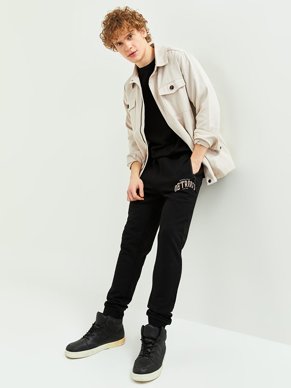 Siyah Standart Kalıp Erkek Eşofman Altı