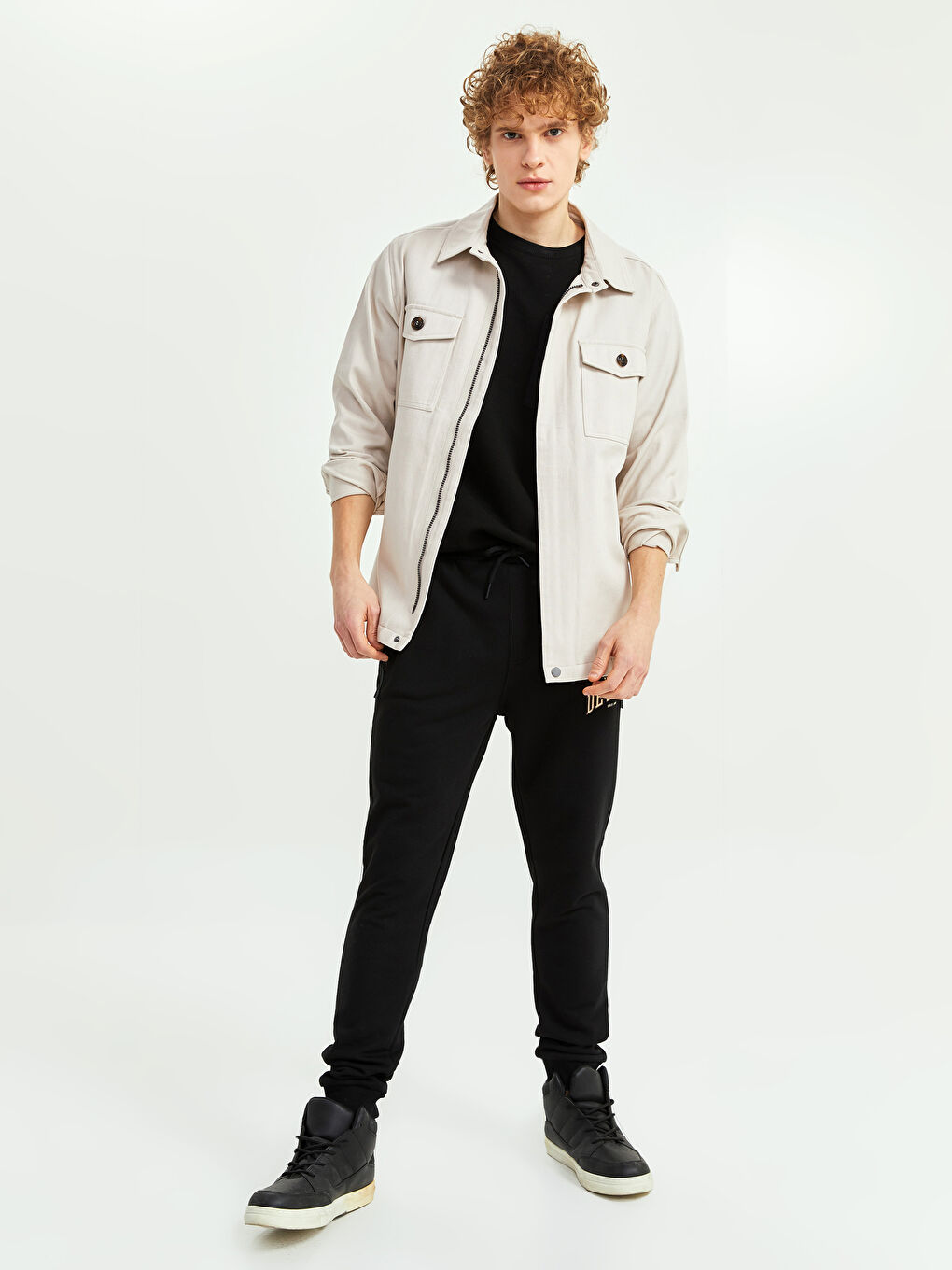 Siyah Standart Kalıp Erkek Eşofman Altı-1