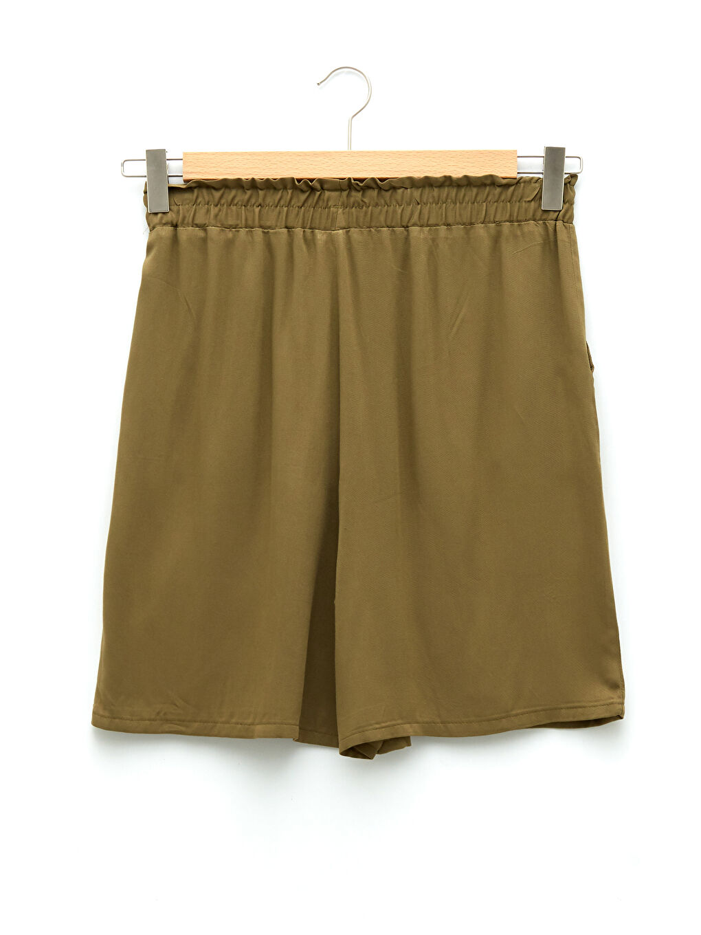 Shorts Bermuda Droits en Viscose à Taille Élastique pour Femmes-7