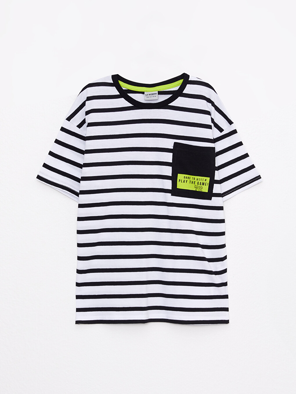 Crew Neck Striped Short Sleeve Cotton Boy T-shirt