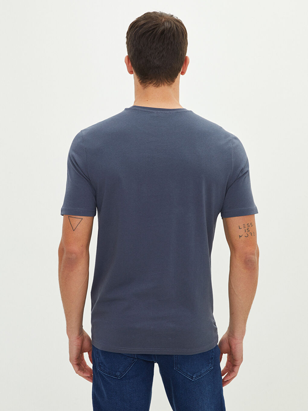 Antrasit Bisiklet Yaka Kısa Kollu Baskılı Penye Erkek Tişört-4