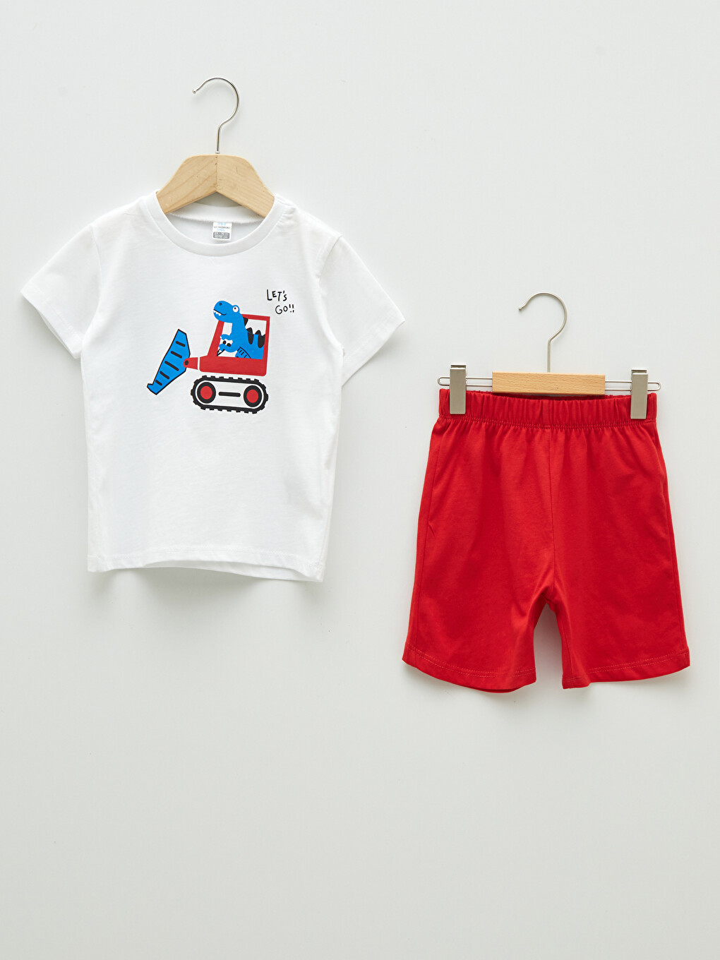 Crew Neck Short Sleeve Printed Baby Boys' T-Shirt and Shorts 2 Pack Set