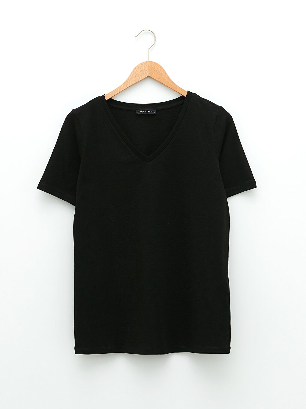 V-Neck Straight Short Sleeve Women's Cotton T-Shirt-5