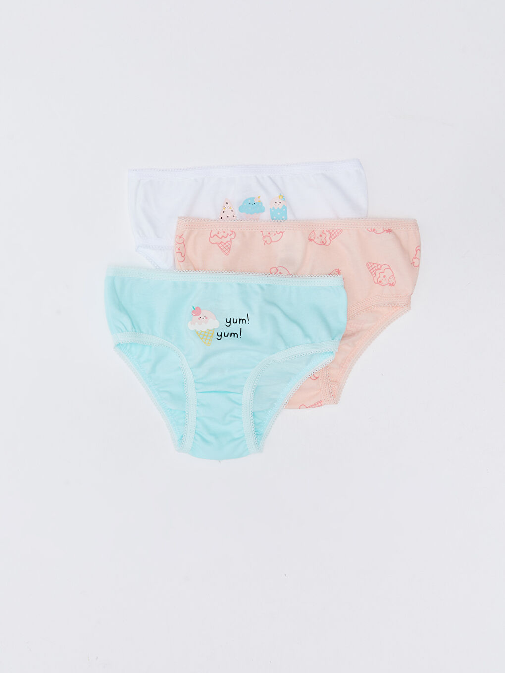 Elastic Waist Printed Cotton Baby Girl Panties 3 Pcs