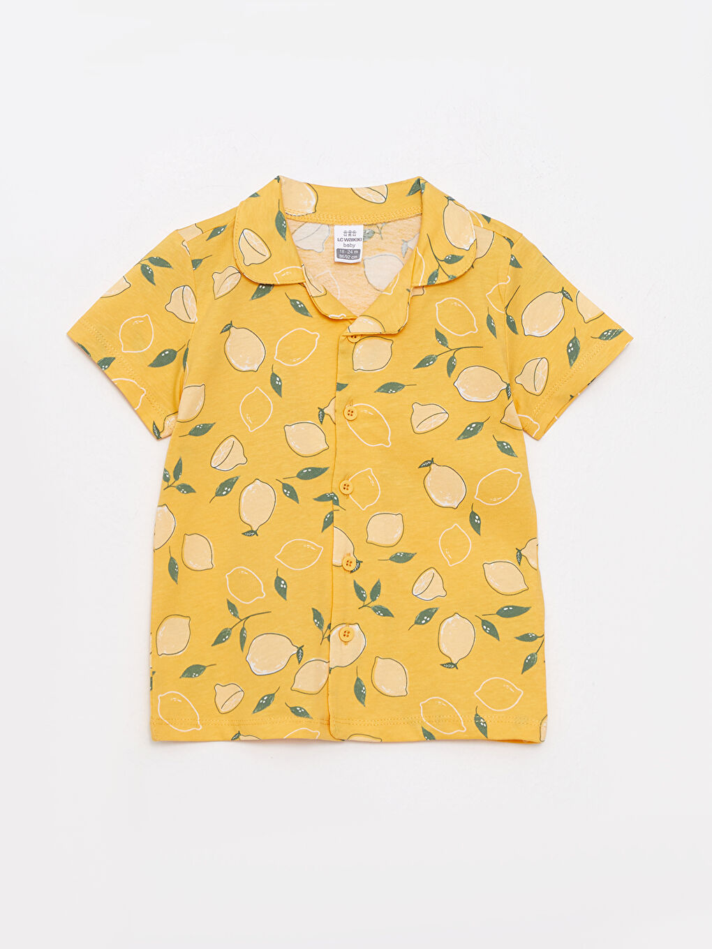 طقم بيجاما قصير كم مطبوع بياقة بولو للبنات الصغار-1