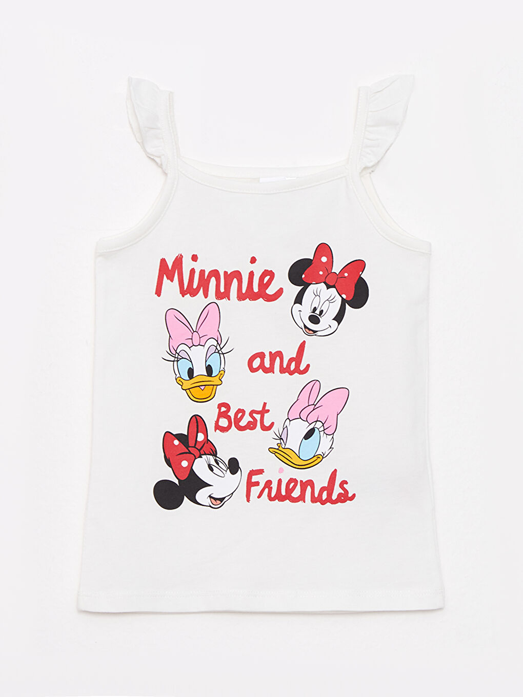 Pyjama-Set für Babymädchen mit quadratischem Kragen, Trägern, Minnie Maus und Freunde-Print-1