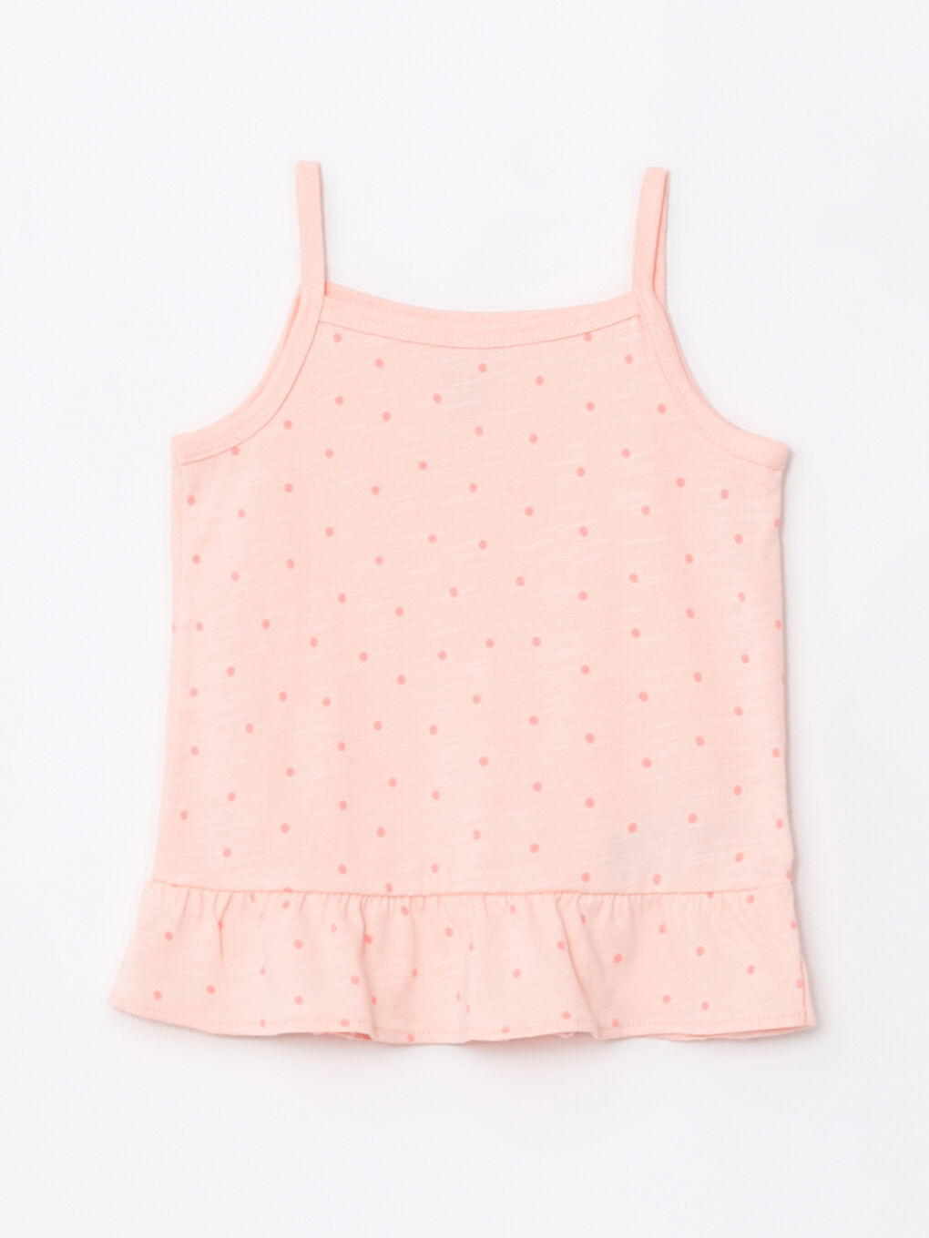 Mercan Kare Yaka Askılı Baskılı Pamuklu Kız Bebek Pijama Takım-1