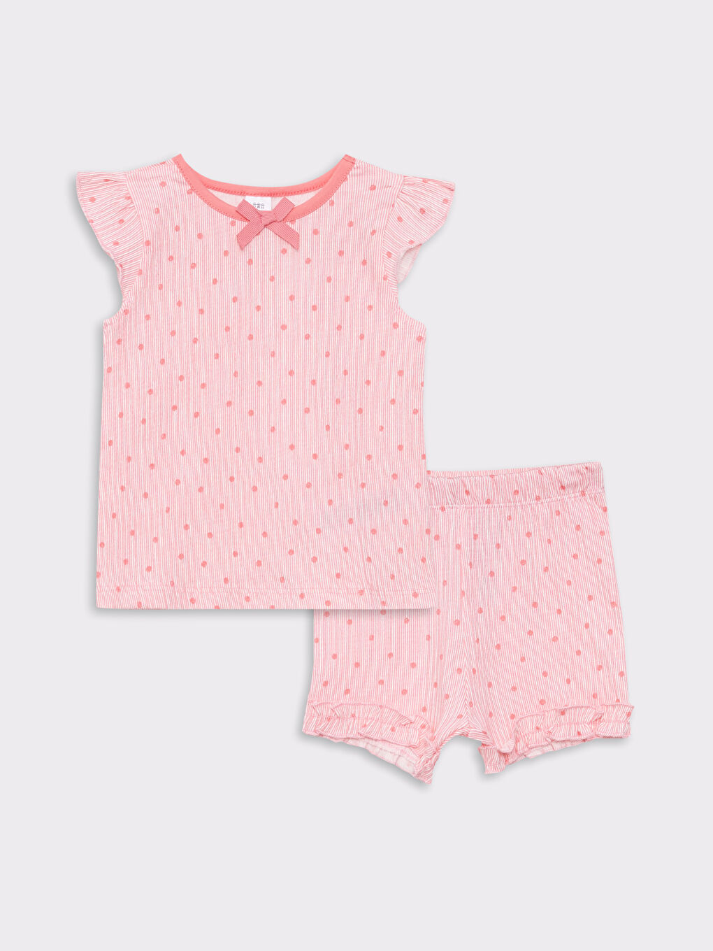 Пижамный комплект для малышки с круглым вырезом и коротким рукавом с принтом