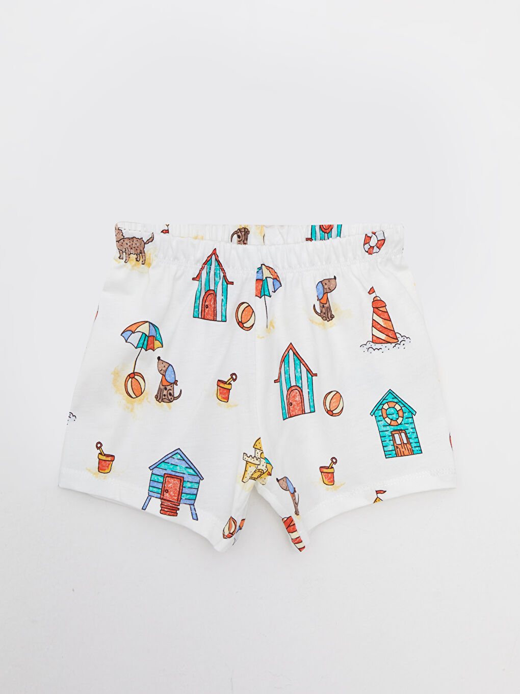 сәби ұлдарға арналған дөңгелек жағалы қысқа жең принтті пижама жинағы-2