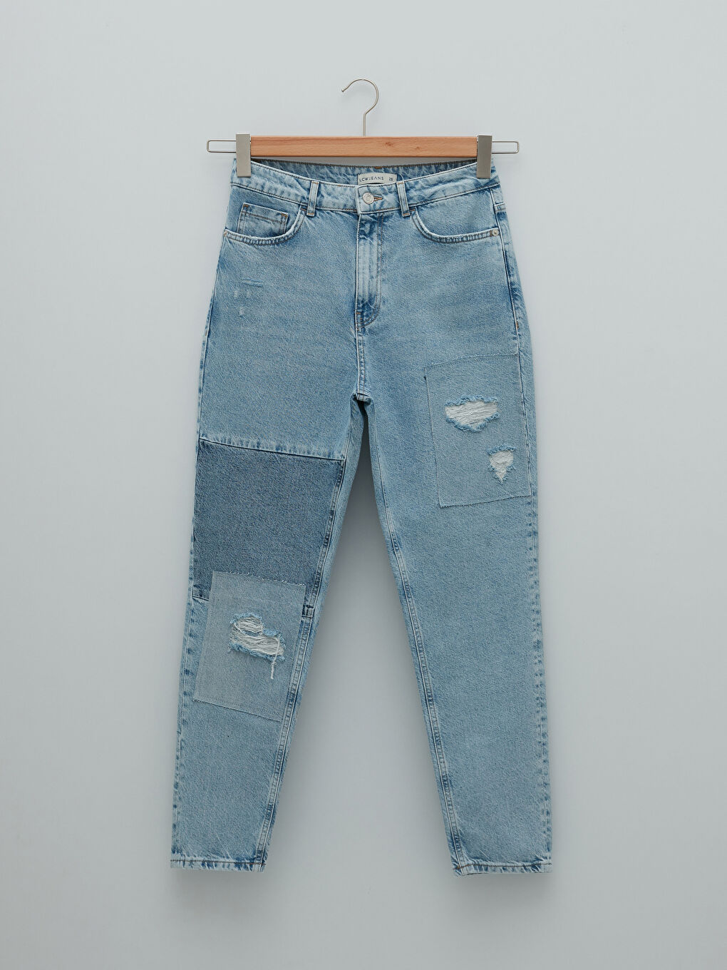 İndigo Yüksel Bel Mom Fit Cep Detaylı Kadın Rodeo Jean Pantolon-5