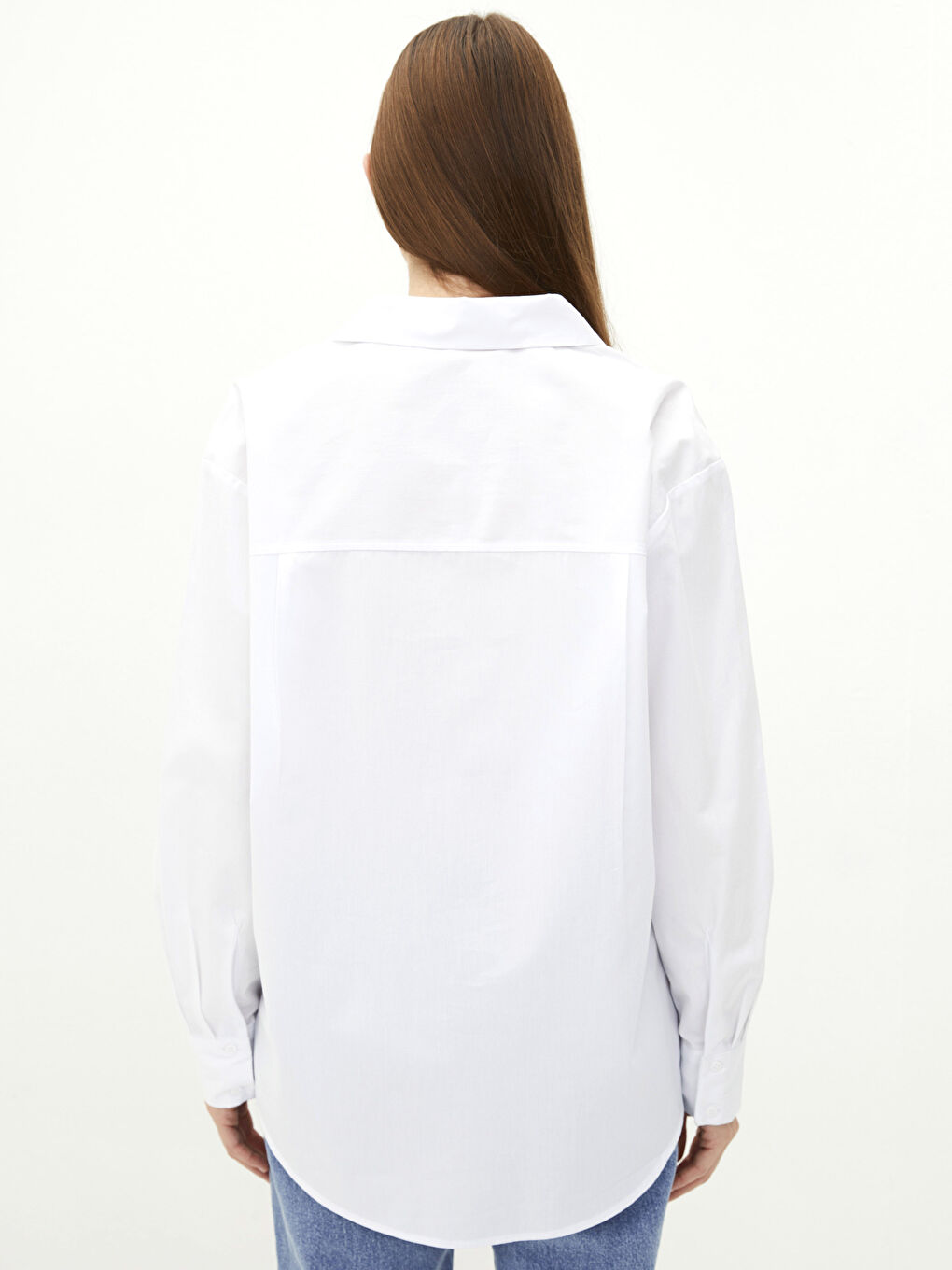 Chemise en Popeline à Boutons, Coupe Régulière, Manches Longues pour Femmes-4