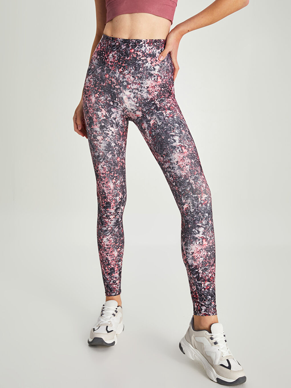 Karışık Beli Lastikli Desenli Kadın Spor Tayt-7