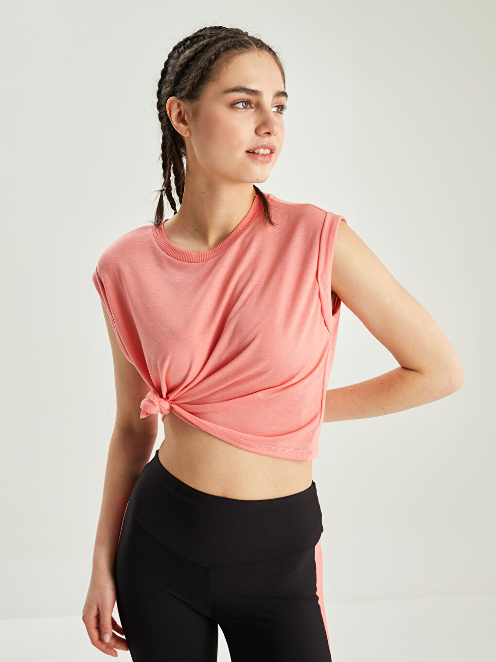 Mercan Kadın Bisiklet Yaka Düz Spor Tişört