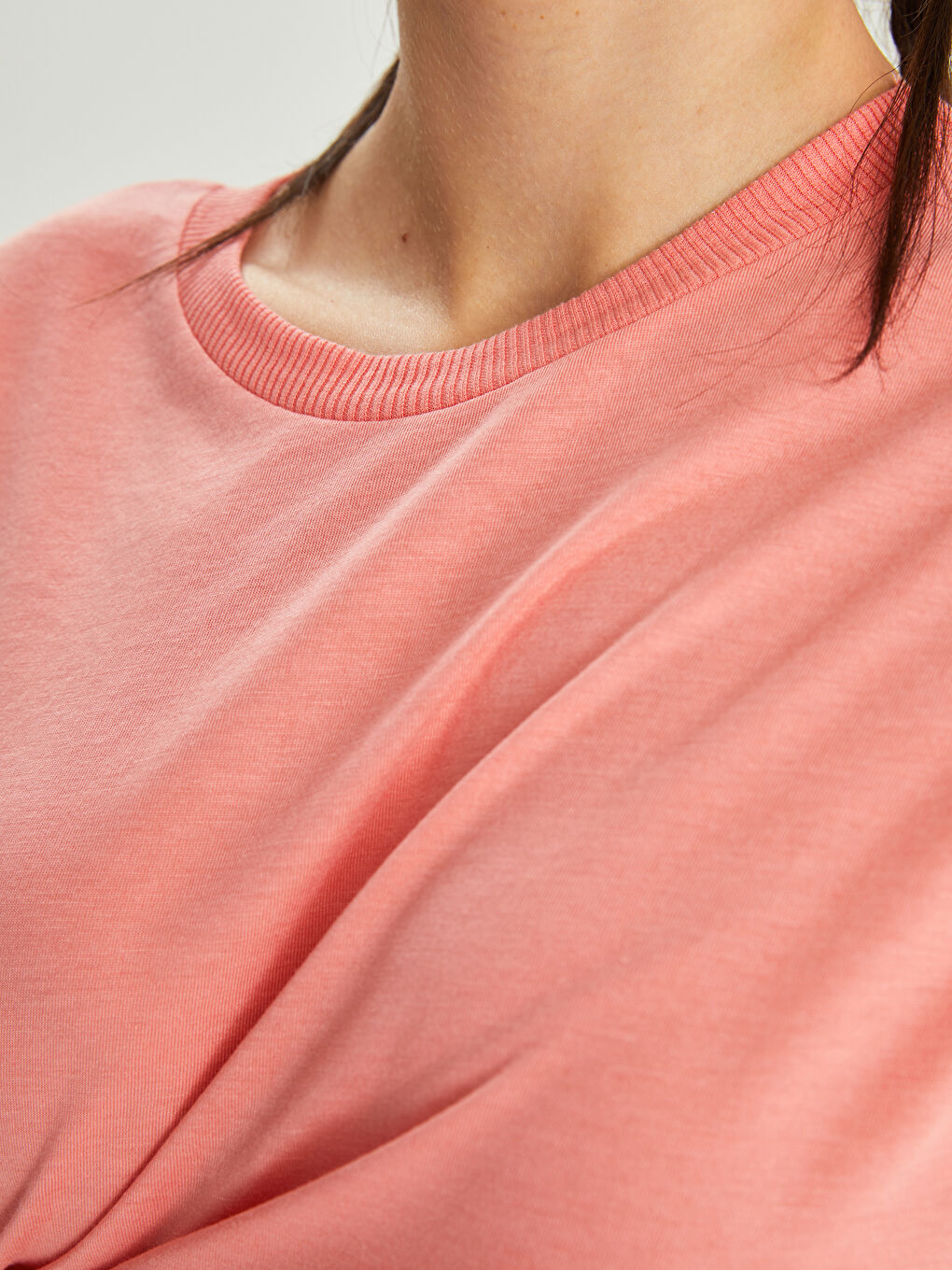 Mercan Kadın Bisiklet Yaka Düz Spor Tişört-3