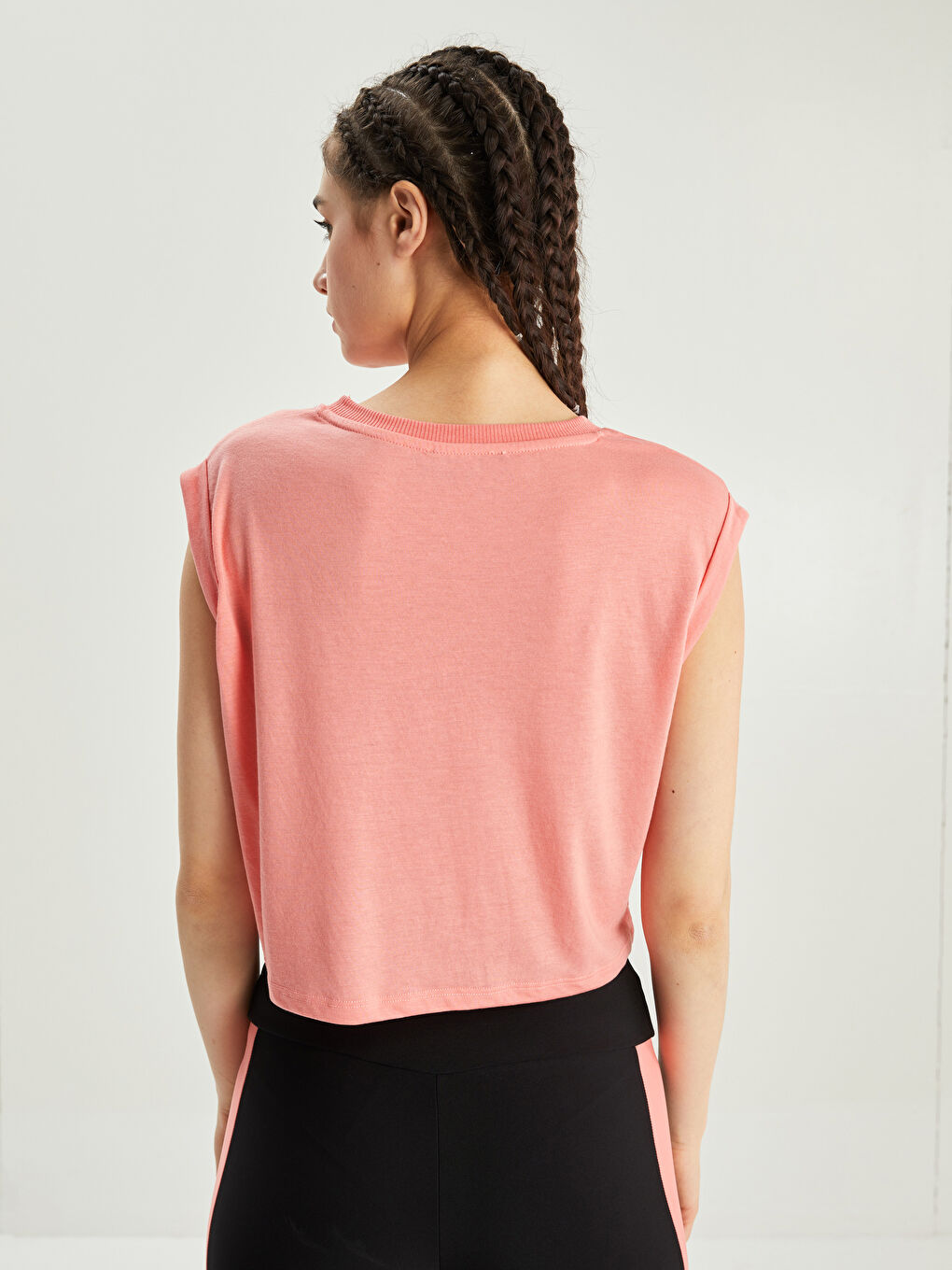 Mercan Kadın Bisiklet Yaka Düz Spor Tişört-4