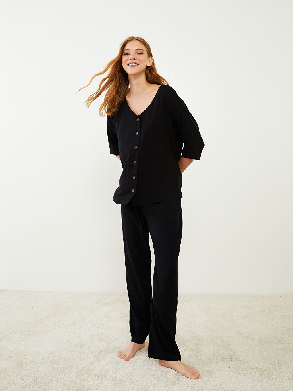 Ελαστική Μέση Απλό Βισκόζη Παντελόνι Πιτζάμας για Γυναίκες