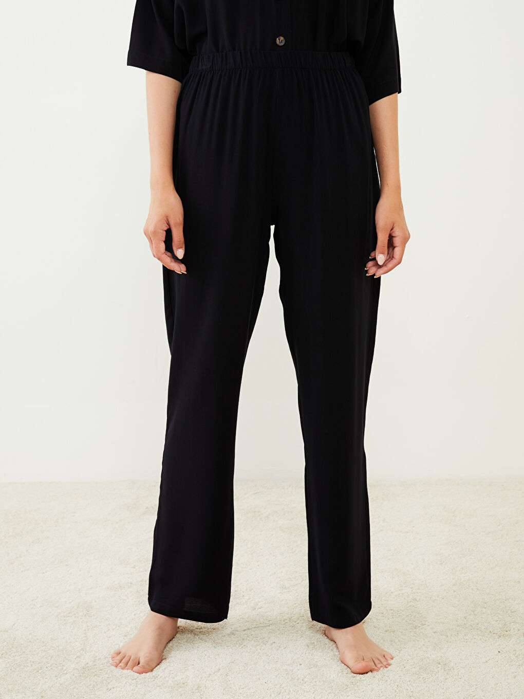 Ελαστική Μέση Απλό Βισκόζη Παντελόνι Πιτζάμας για Γυναίκες-3