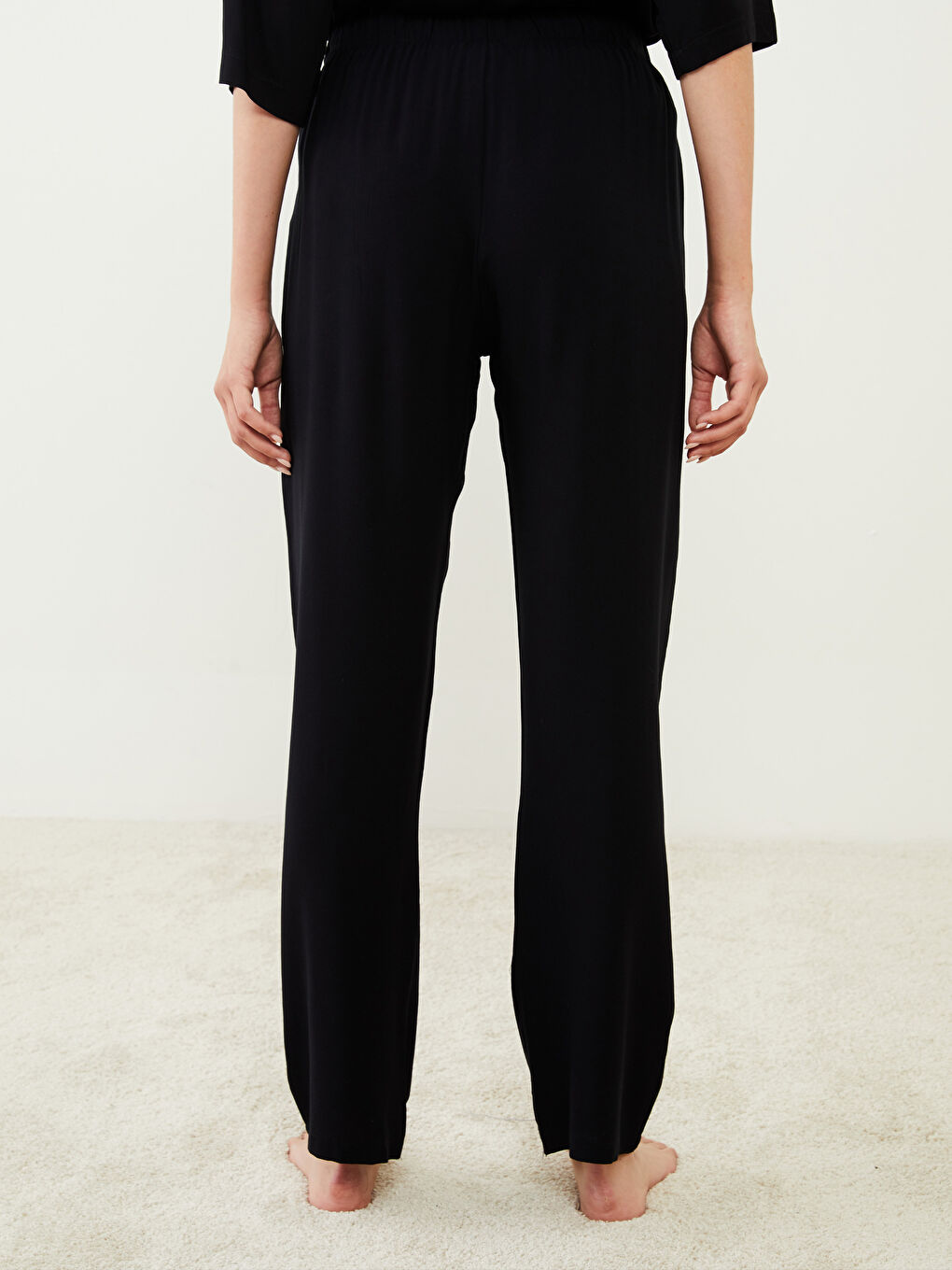 Ελαστική Μέση Απλό Βισκόζη Παντελόνι Πιτζάμας για Γυναίκες-4