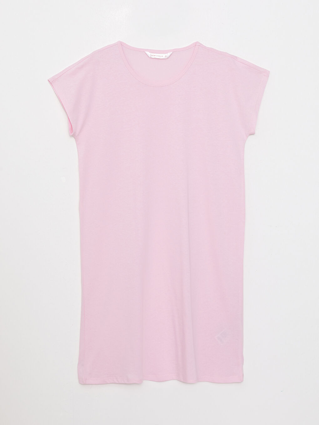 قميص نوم قطن ياقة دائرية كم قصير مستقيم للسيدات-4