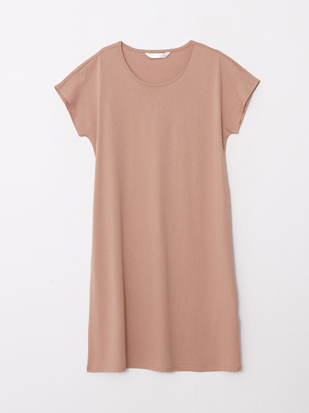 قميص نوم قطن ياقة دائرية كم قصير مستقيم للسيدات-5