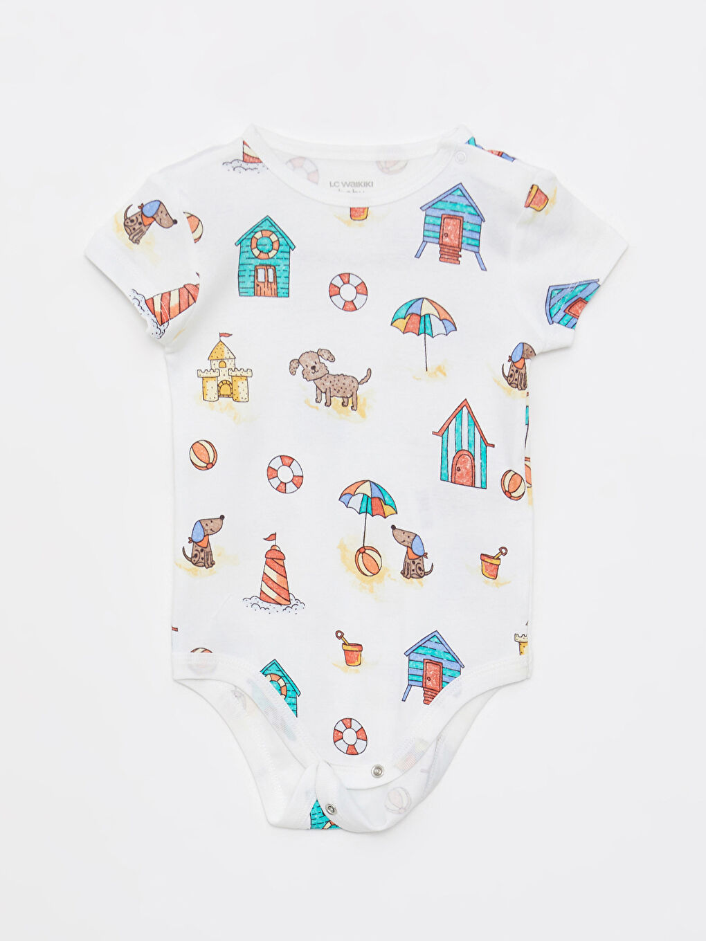 Turkuaz Bisiklet Yaka Kısa Kollu Baskılı Pamuklu Erkek Bebek Çıtçıtlı Body 2'li-3