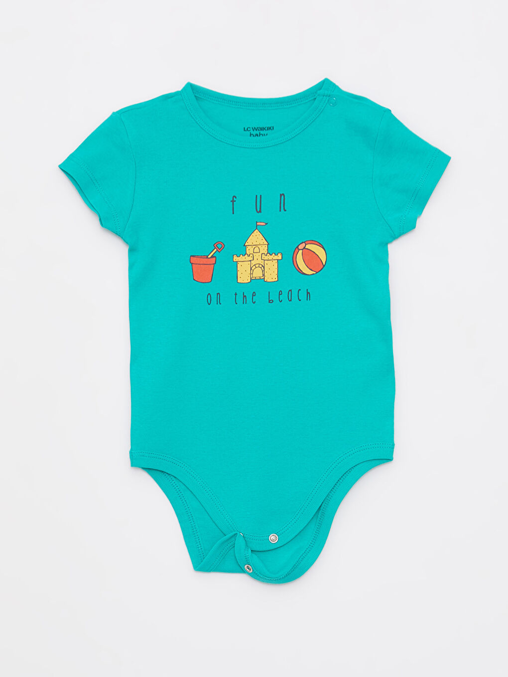 Turkuaz Bisiklet Yaka Kısa Kollu Baskılı Pamuklu Erkek Bebek Çıtçıtlı Body 2'li-4
