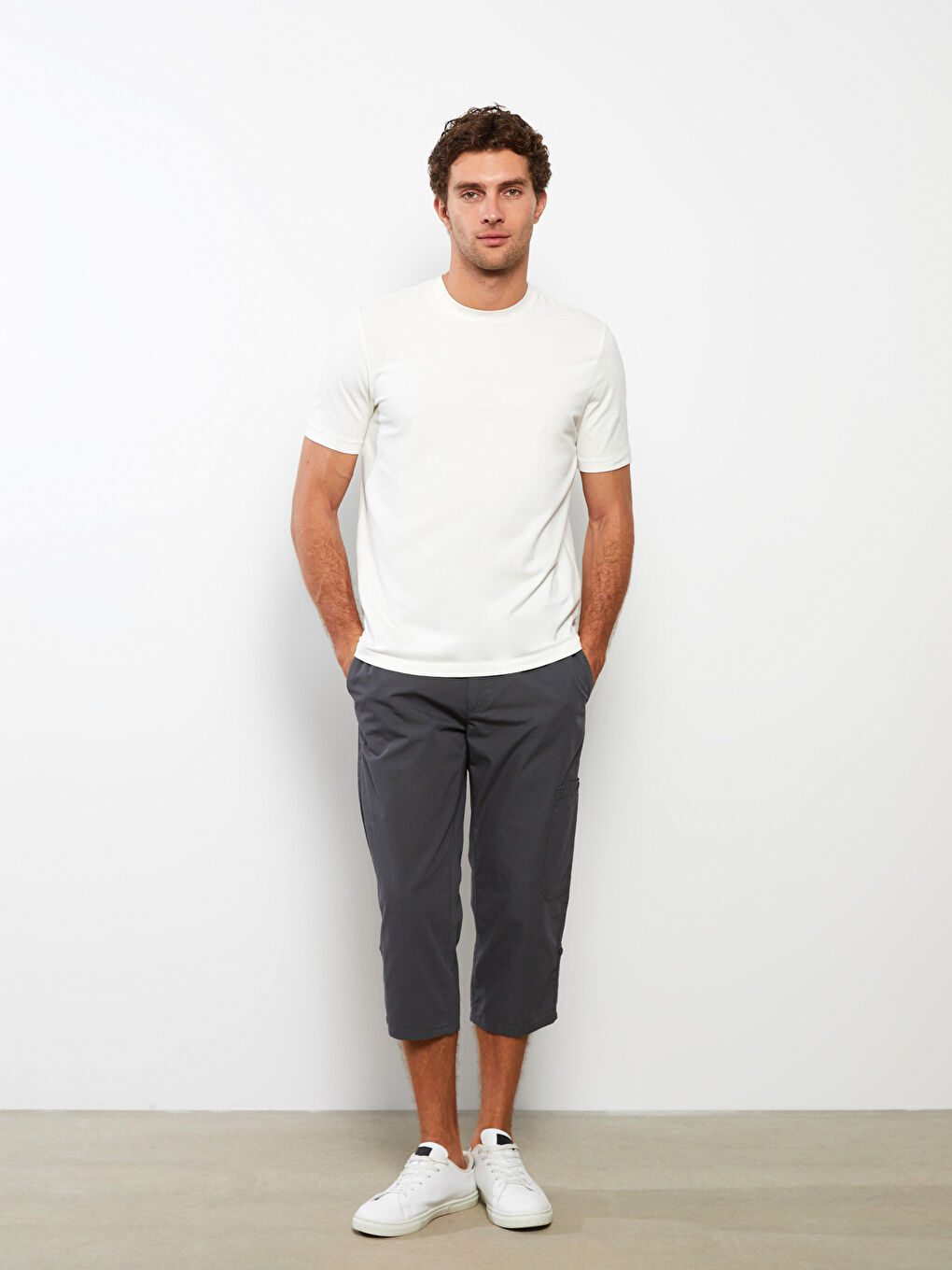 Antrasit Geniş Kalıp Kanvas Erkek Roller Şort