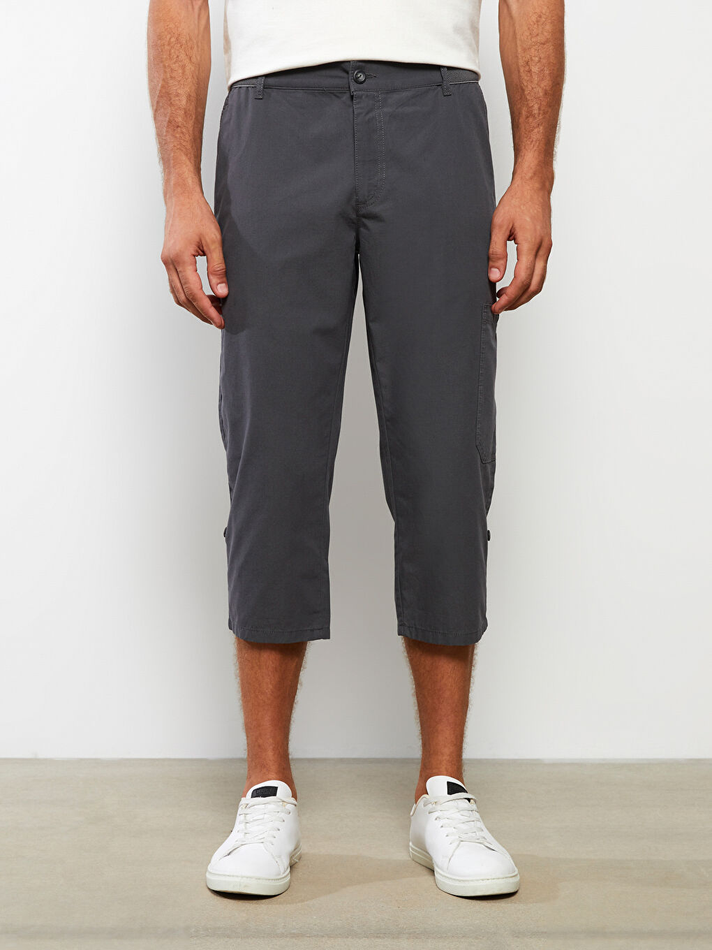 Antrasit Geniş Kalıp Kanvas Erkek Roller Şort-1