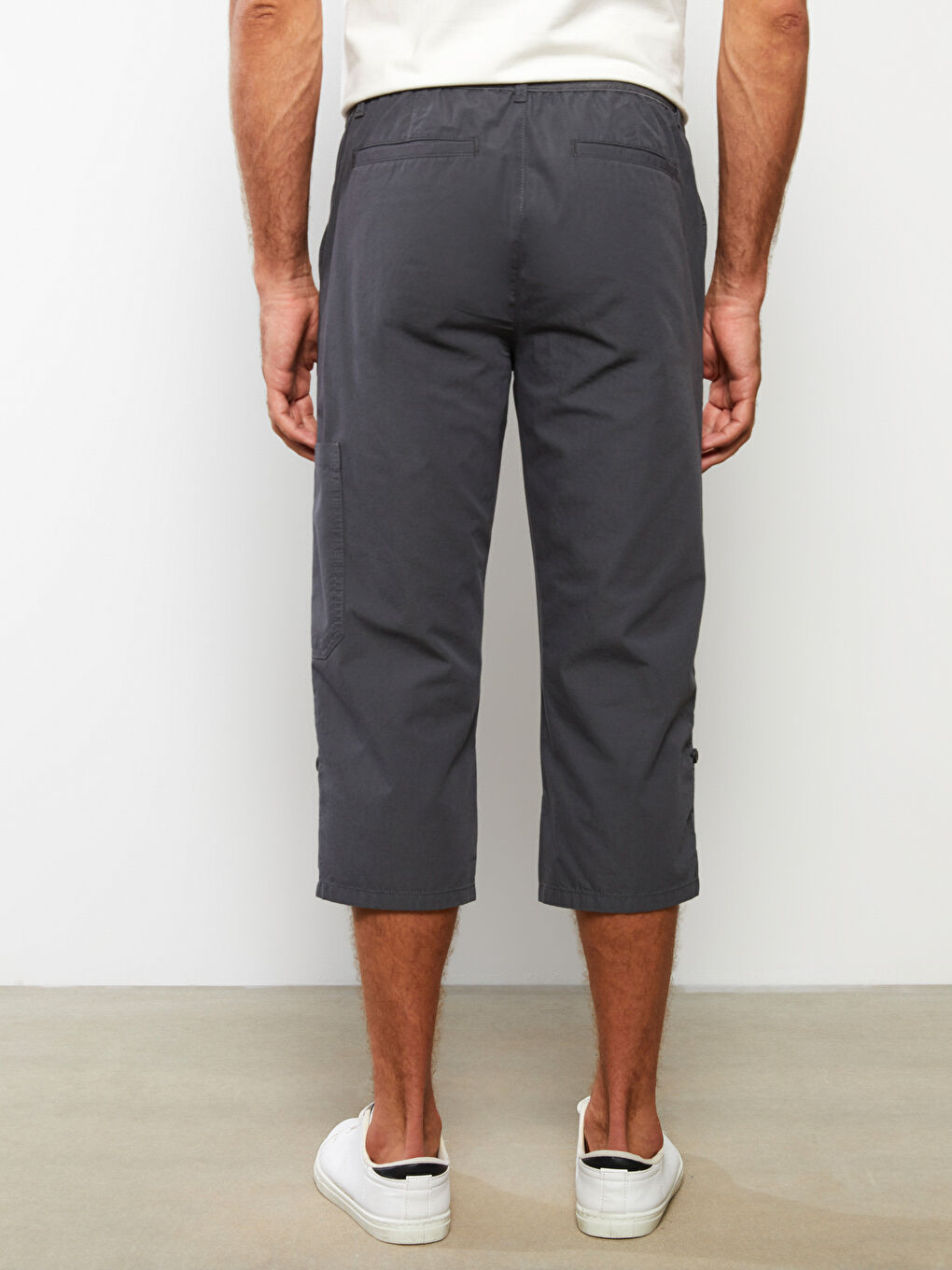 Antrasit Geniş Kalıp Kanvas Erkek Roller Şort-3