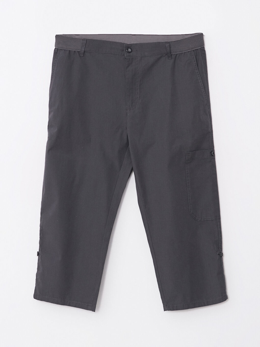 Antrasit Geniş Kalıp Kanvas Erkek Roller Şort-5