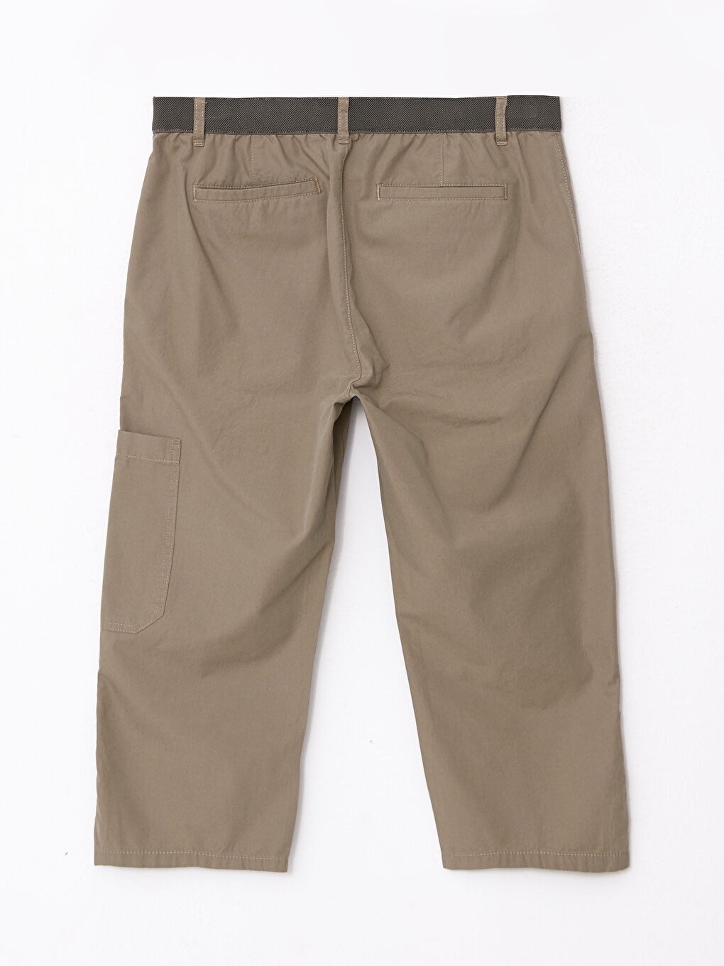 Haki Geniş Kalıp Kanvas Erkek Roller Şort-7