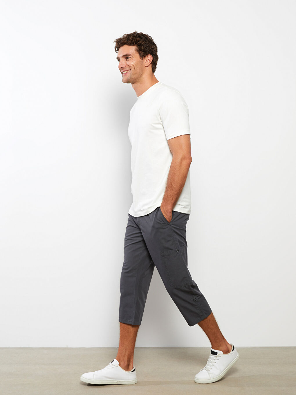 Antrasit Geniş Kalıp Kanvas Erkek Roller Şort-2