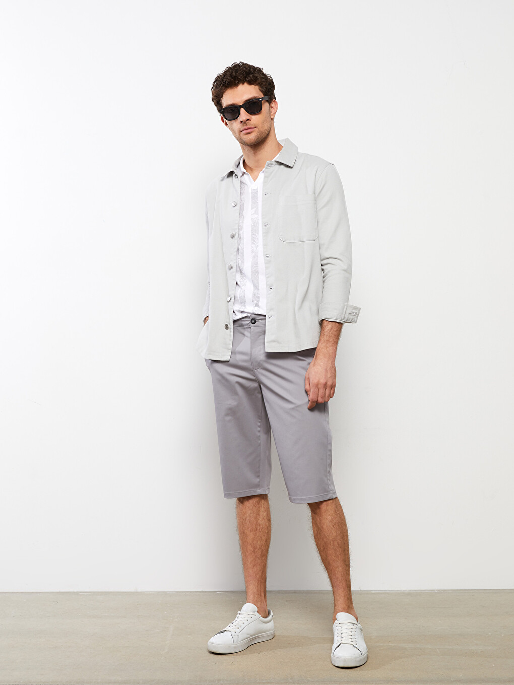 Regular Fit Gabardine Men's Shorts-1