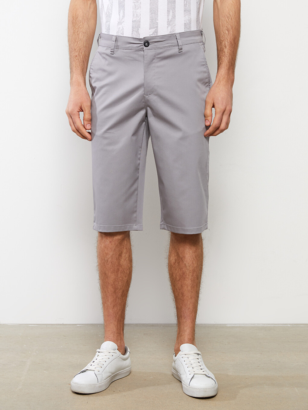 Regular Fit Gabardine Men's Shorts-2