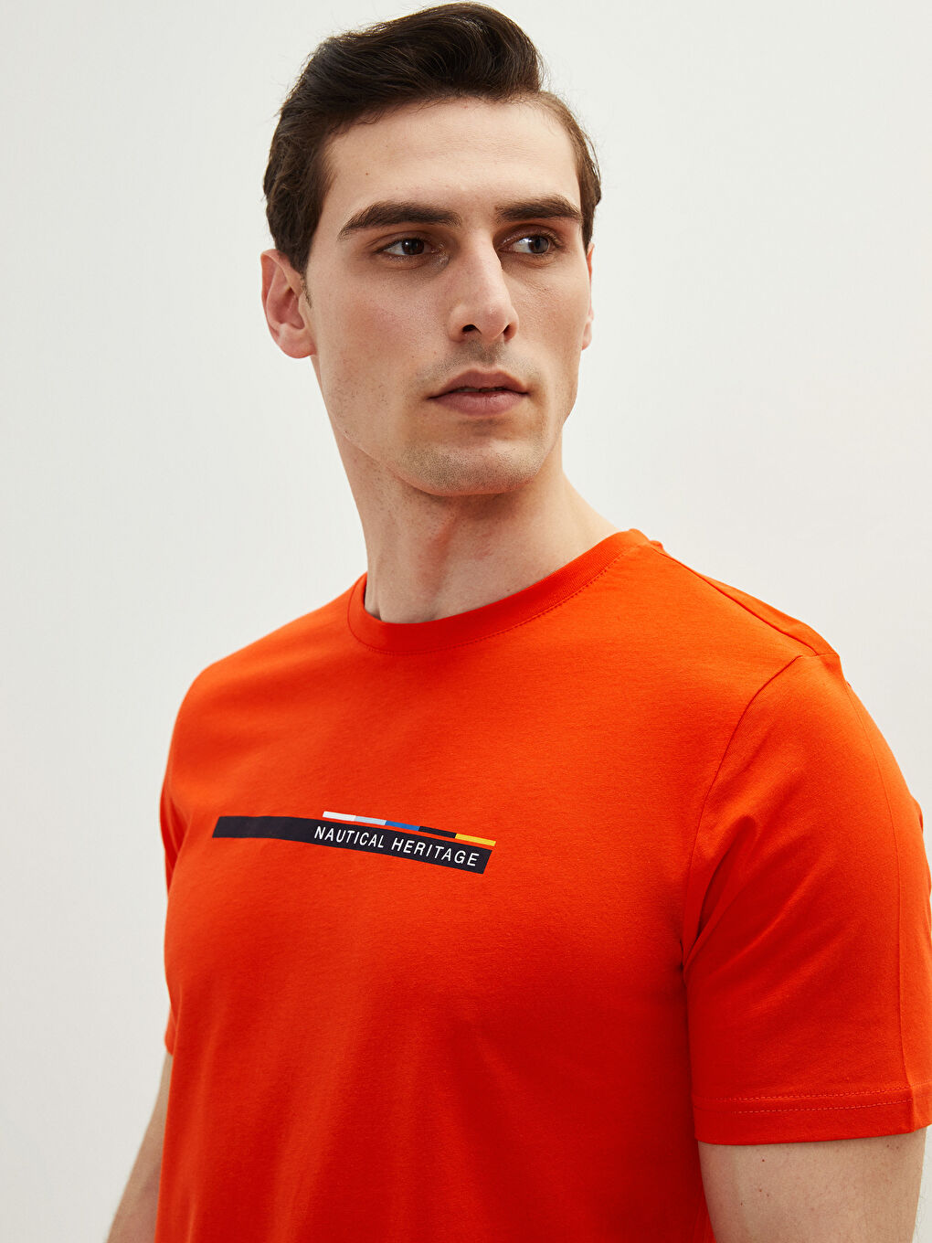 Crew Neck Short Sleeve Printed Combed Cotton Men's T-shirt