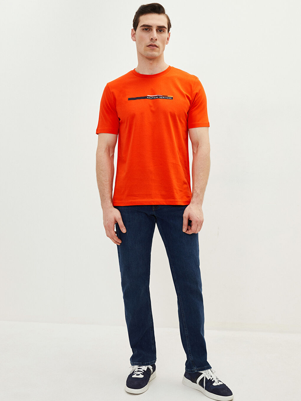 Crew Neck Short Sleeve Printed Combed Cotton Men's T-shirt-2