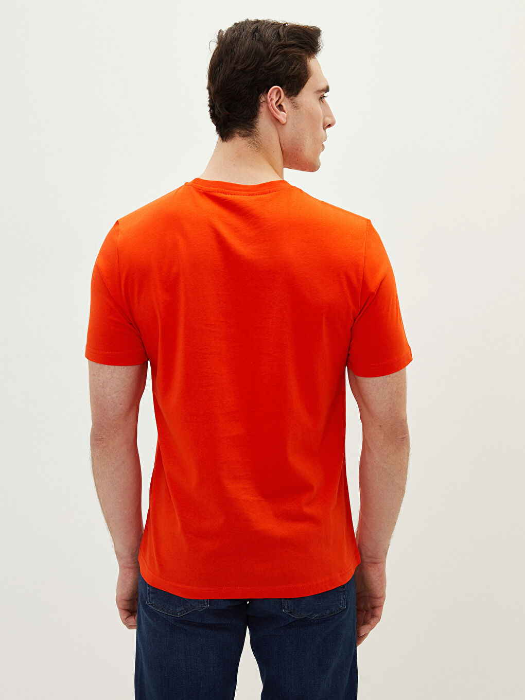 Crew Neck Short Sleeve Printed Combed Cotton Men's T-shirt-4