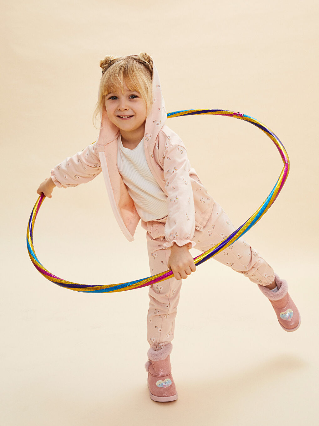 Sweat Zippé à Capuche et Imprimé en Coton à Manches Longues pour Bébé Fille-1