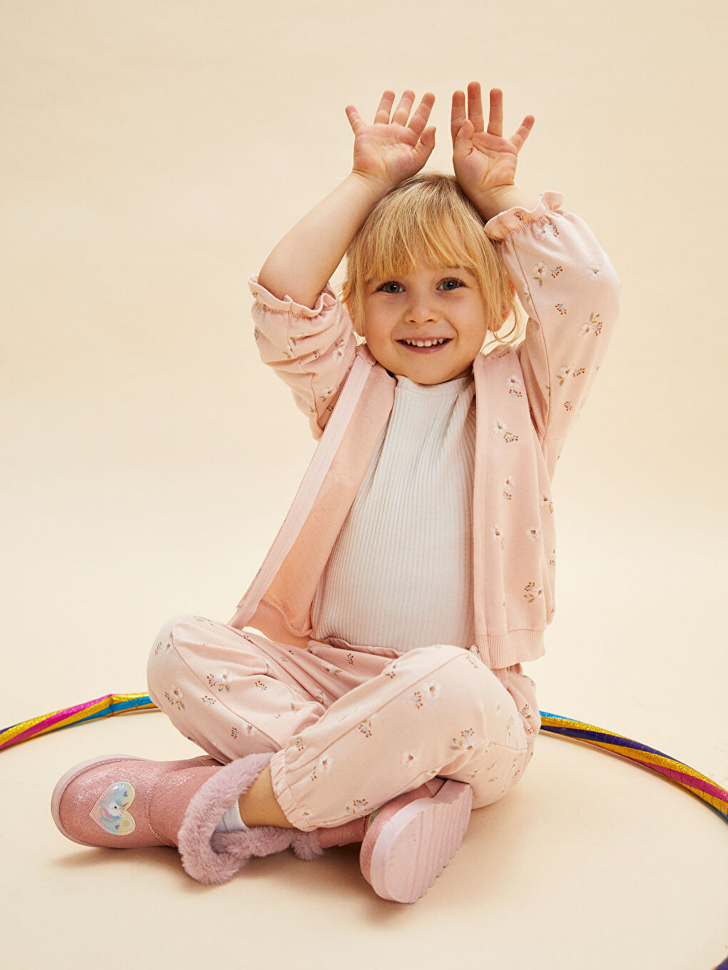 Sweat Zippé à Capuche et Imprimé en Coton à Manches Longues pour Bébé Fille-2