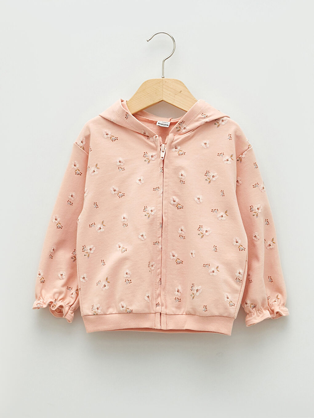 Sweat Zippé à Capuche et Imprimé en Coton à Manches Longues pour Bébé Fille-4