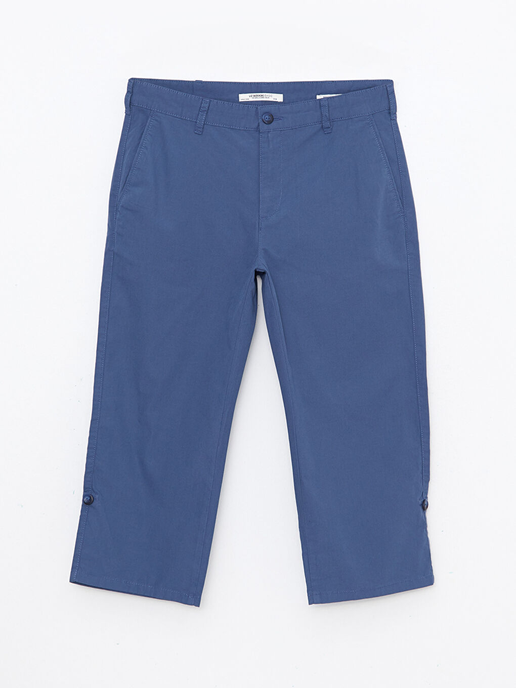 İndigo Geniş Kalıp Kanvas Erkek Roller Şort-5