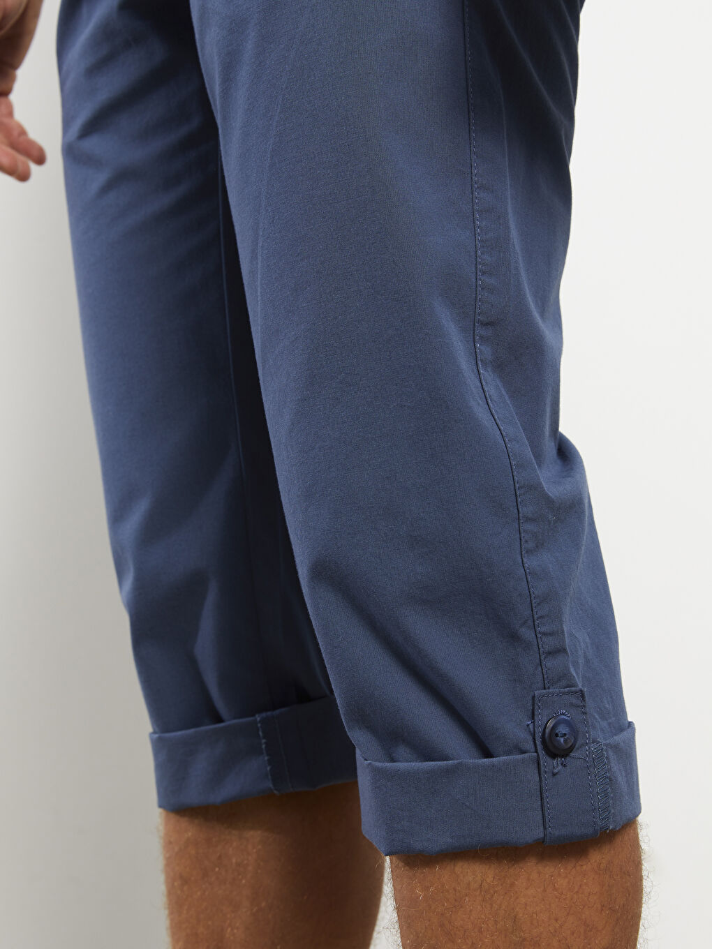 İndigo Geniş Kalıp Kanvas Erkek Roller Şort-3