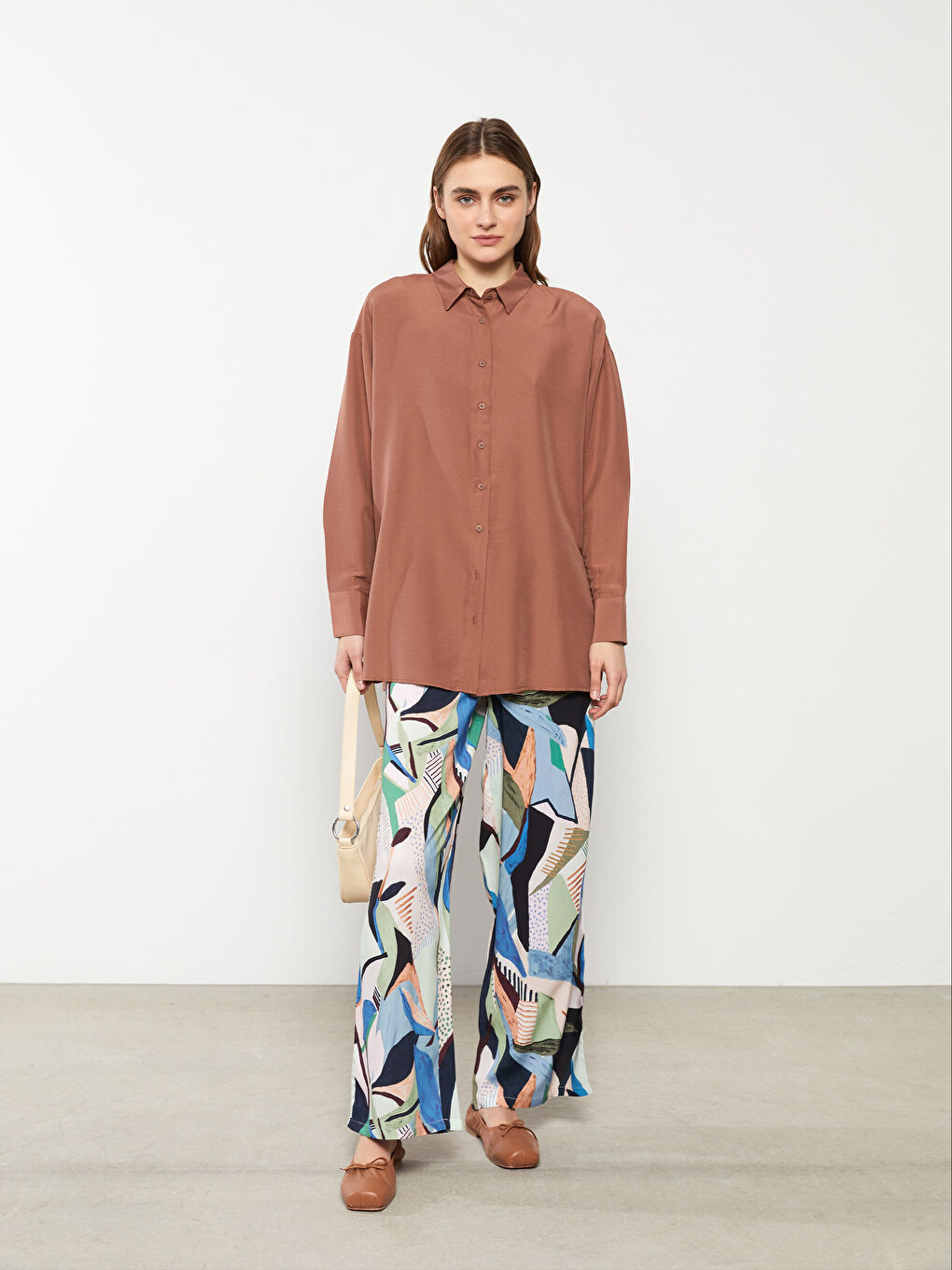 Elastic Waist Patterned Viscose Women Trousers