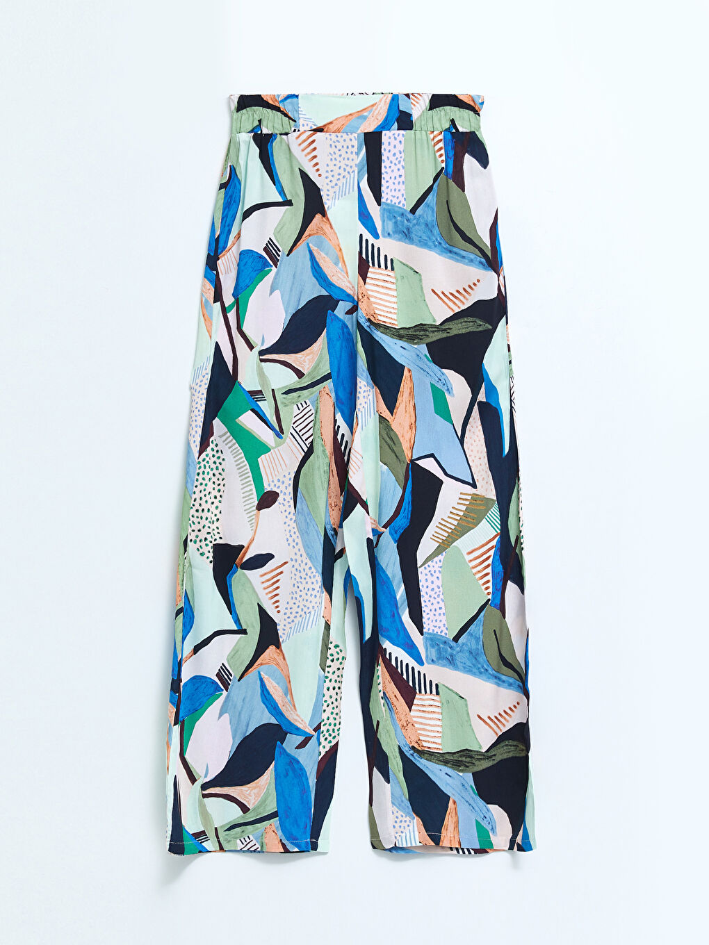 Elastic Waist Patterned Viscose Women Trousers-5