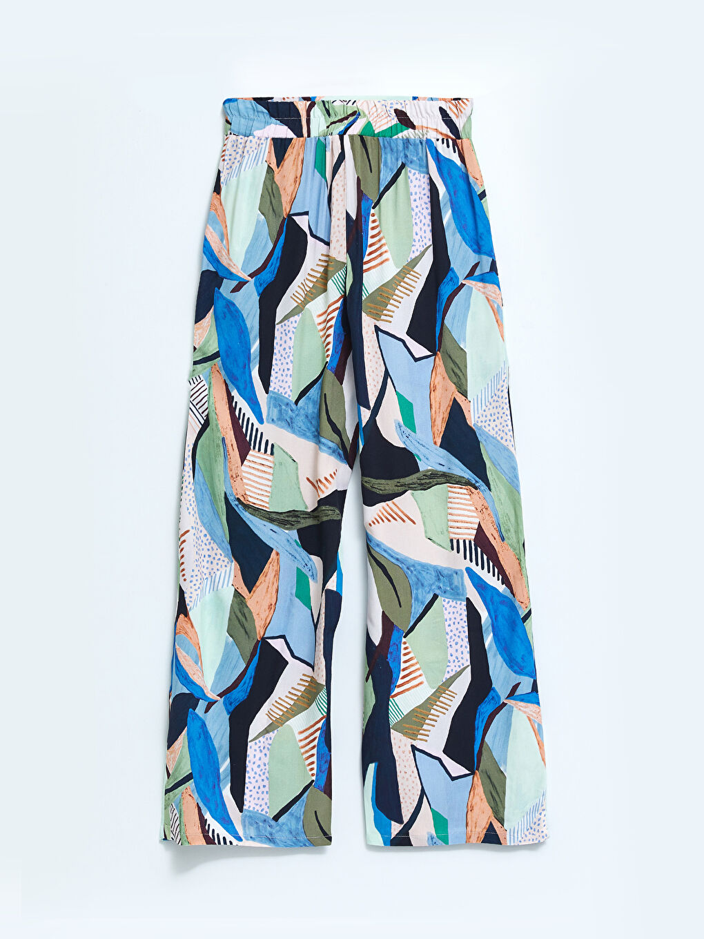 Elastic Waist Patterned Viscose Women Trousers-6