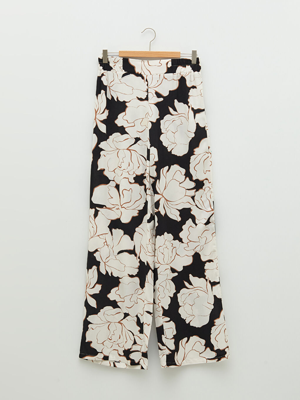 Elastic Waist Floral Viscose Women's Trousers-6