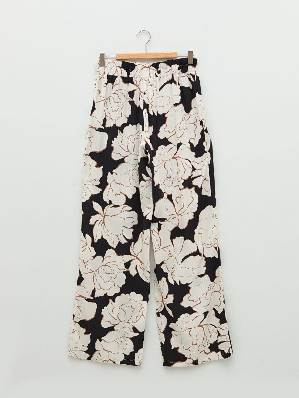 Elastic Waist Floral Viscose Women's Trousers-7