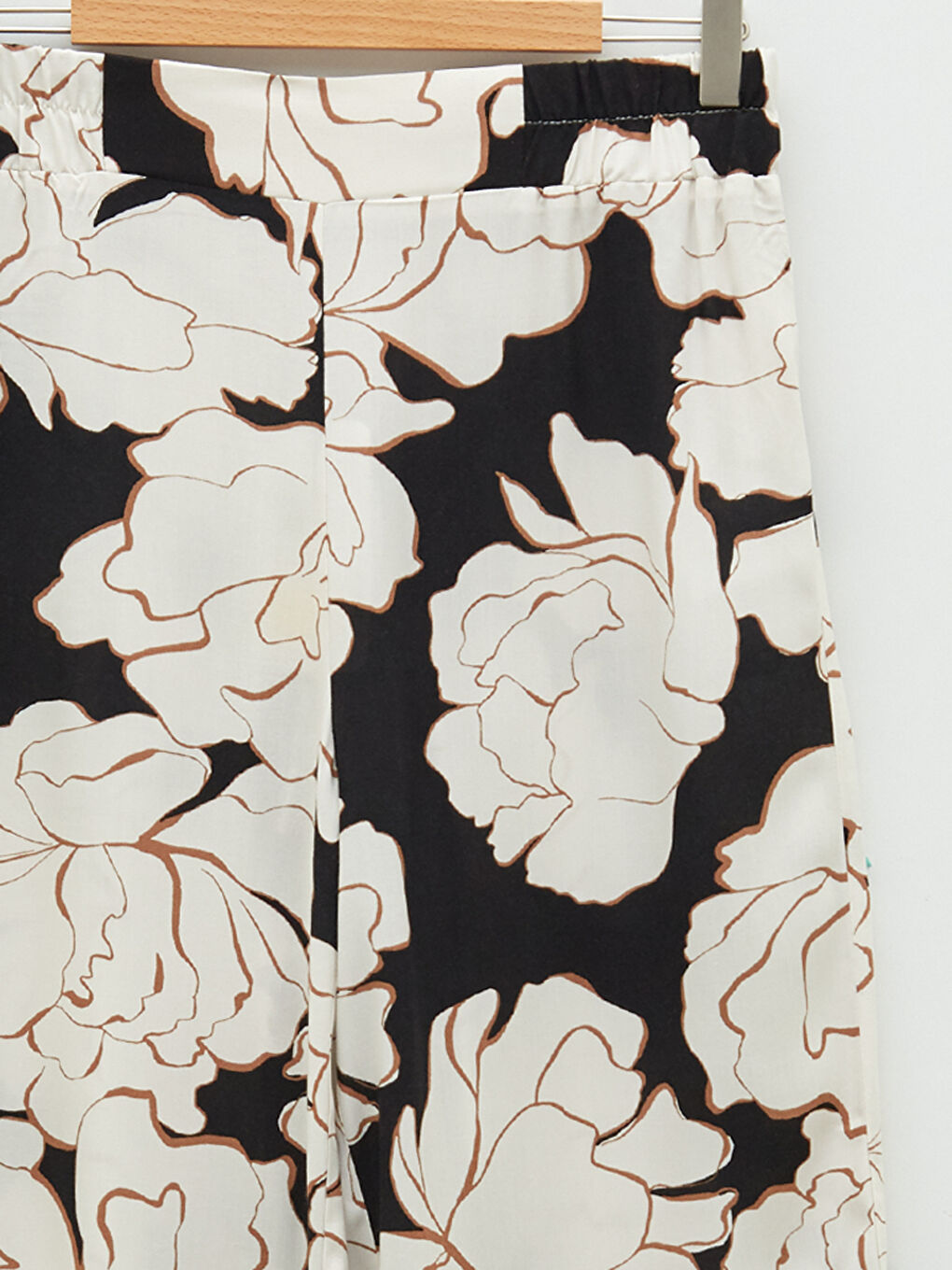 Elastic Waist Floral Viscose Women's Trousers-8